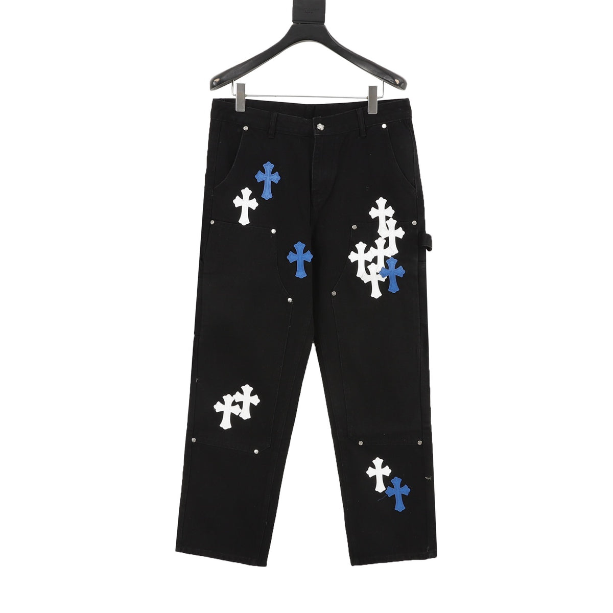 Chrome Hearts Cross Patch Embroidered Washed Jeans front view