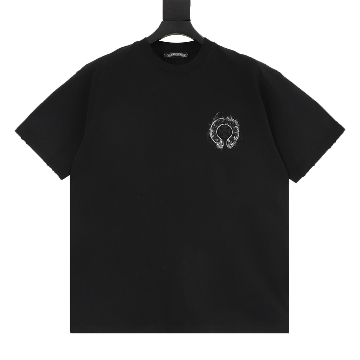 Chrome Hearts Horseshoe Embroidered Splatter-Wash Distressed T-Shirt front view