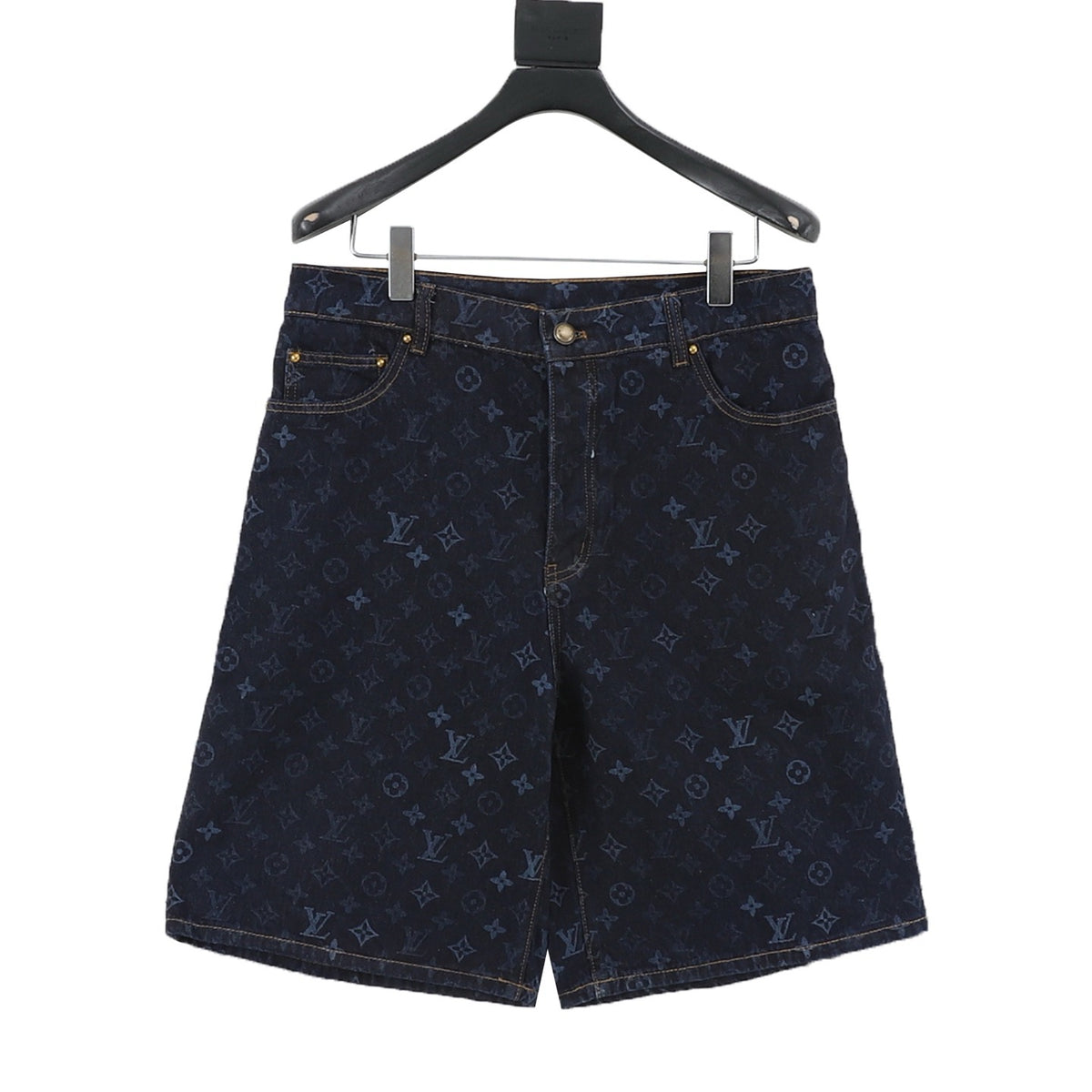 Louis Vuitton Monogram Denim Shorts - Dark Blue front view