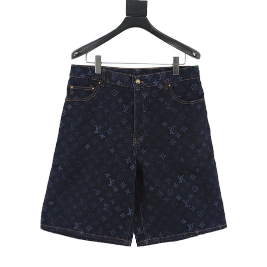Louis Vuitton Monogram Denim Shorts - Dark Blue front view