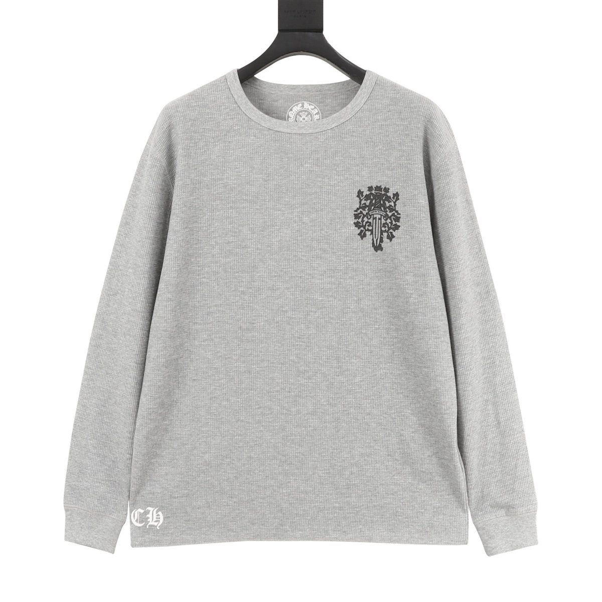 Chrome Hearts Waffle-Knit Vine Dagger Print Long-Sleeve Top front view