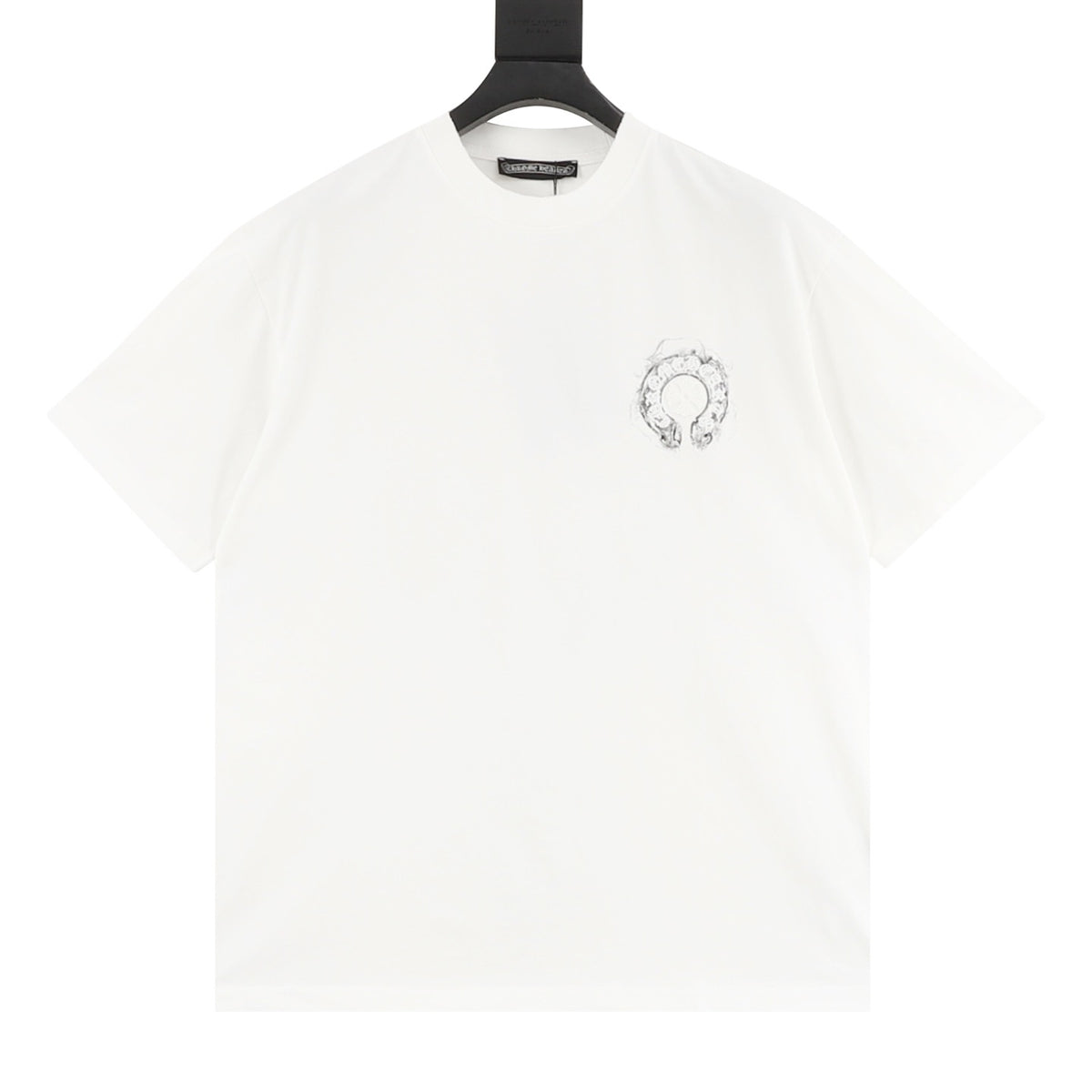 Chrome Hearts Horseshoe Embroidered Splatter-Wash Distressed T-Shirt front view
