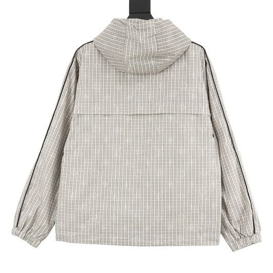 Louis Vuitton Monogram Check Hooded Windbreaker Jacket - Black back view