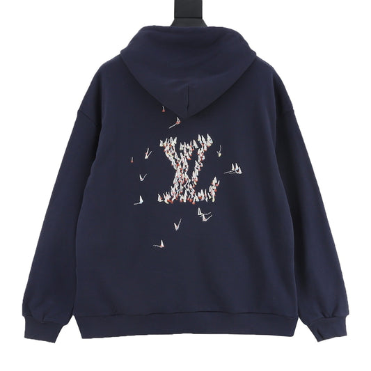 Louis Vuitton Sailboat Embroidered Hoodie - Navy back view
