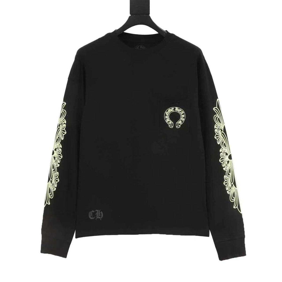 Chrome Hearts Yellow Horseshoe Print Long-Sleeve T-Shirt front view