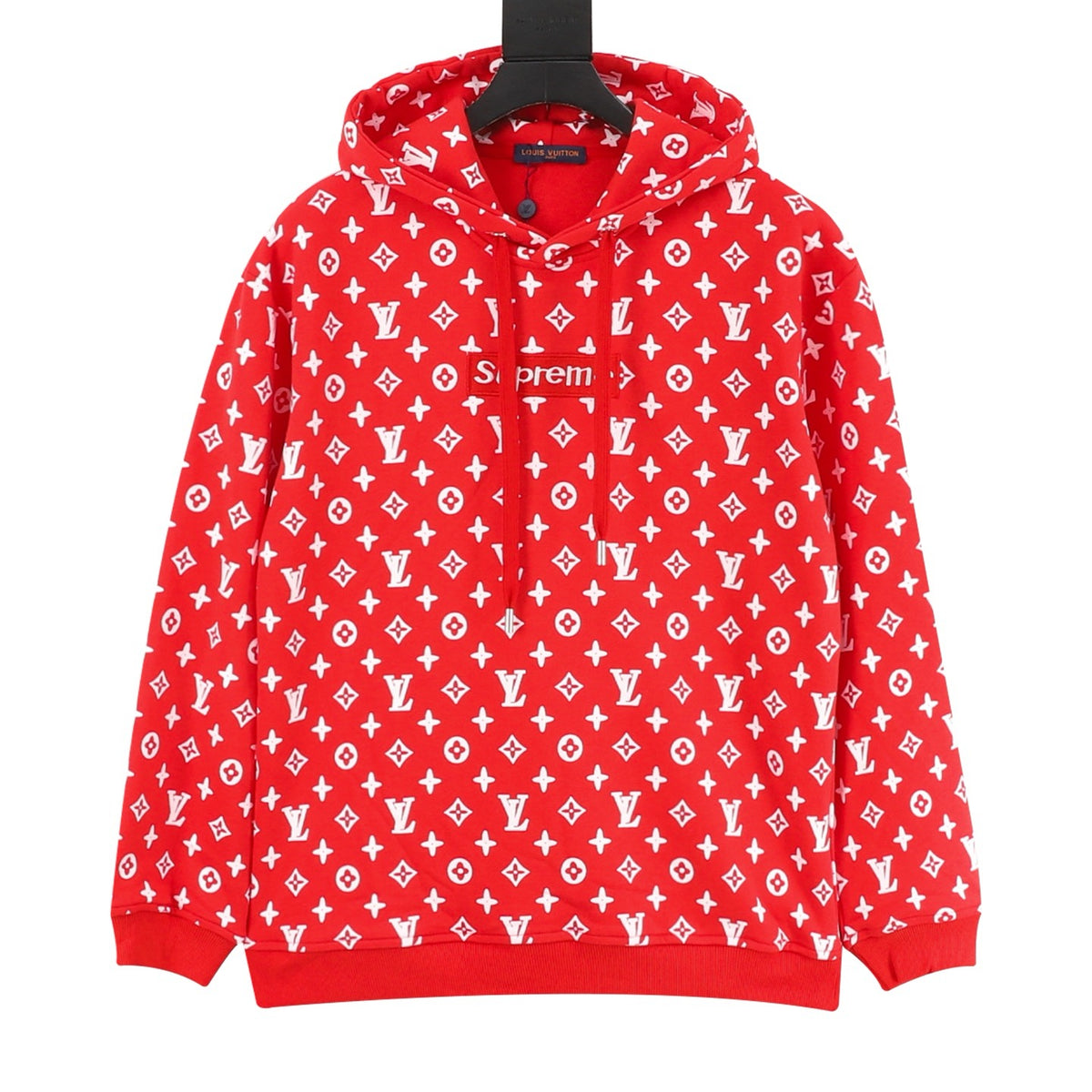 Louis Vuitton x Supreme Monogram Hooded Sweatshirt front view