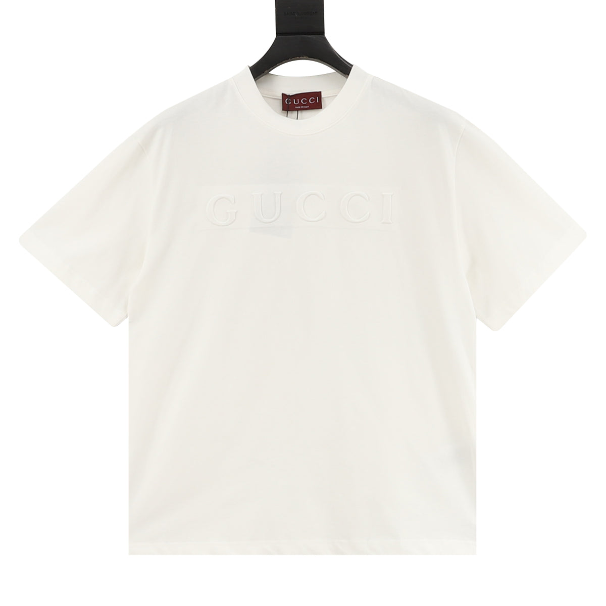 Gucci Embossed Letter Logo T-Shirt front view