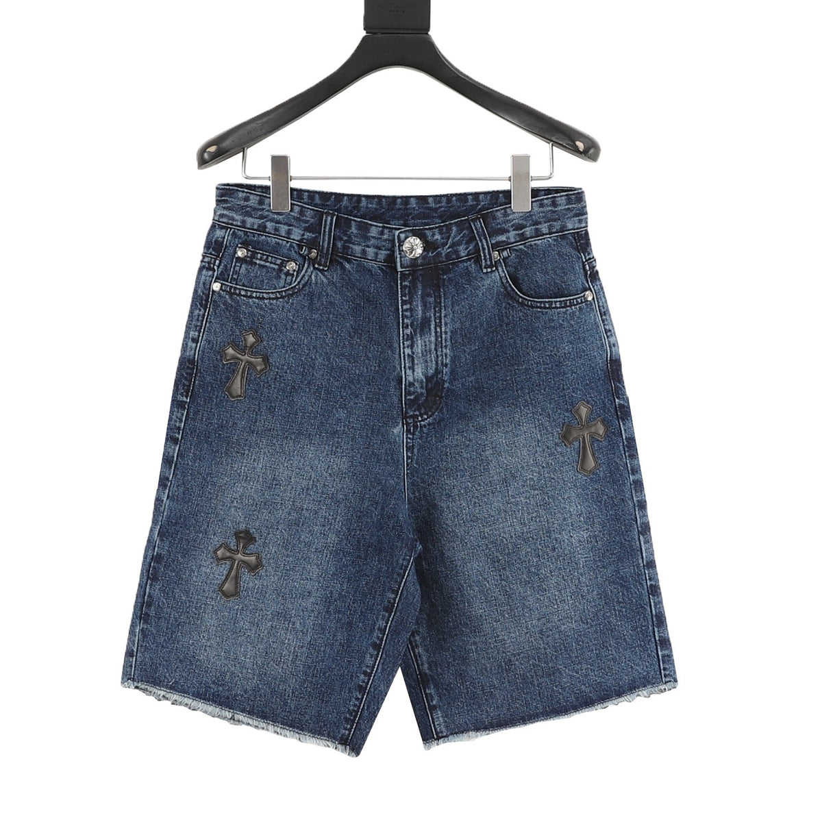 Chrome Hearts Leather-Label Cross Denim Shorts front view