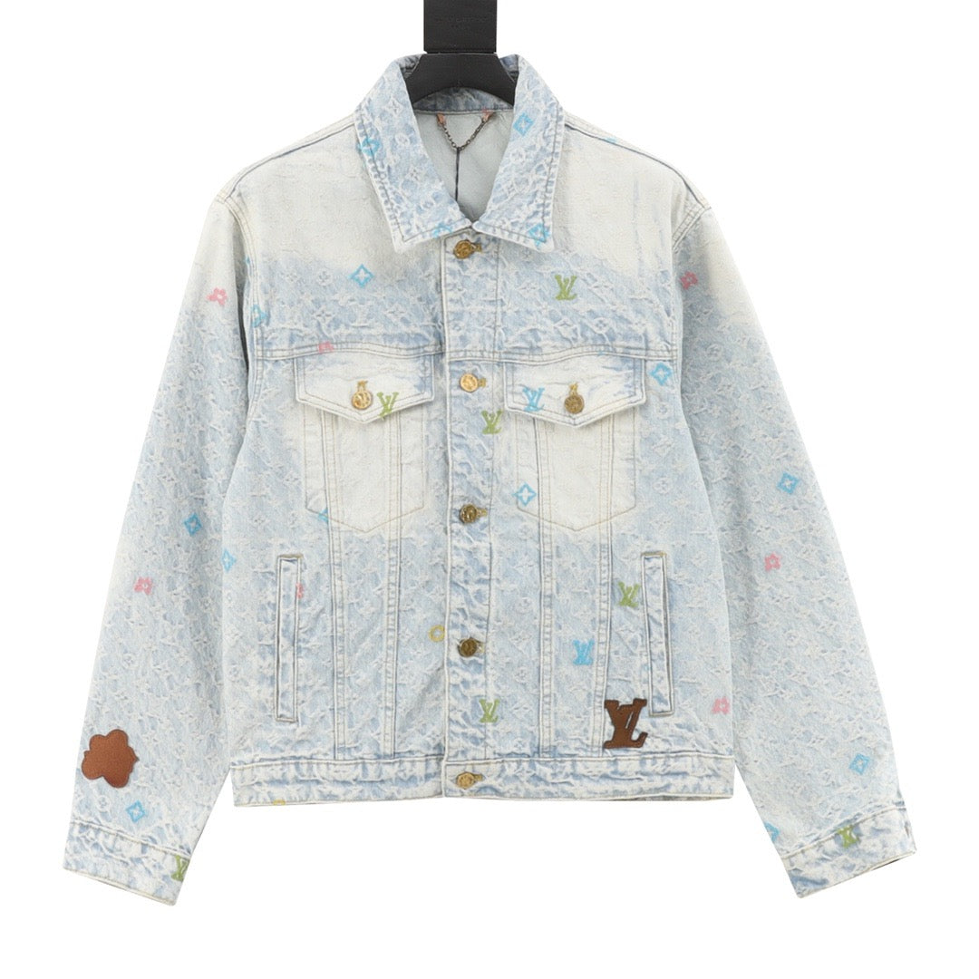 Louis Vuitton Candy Embroidered Denim Jacket front view