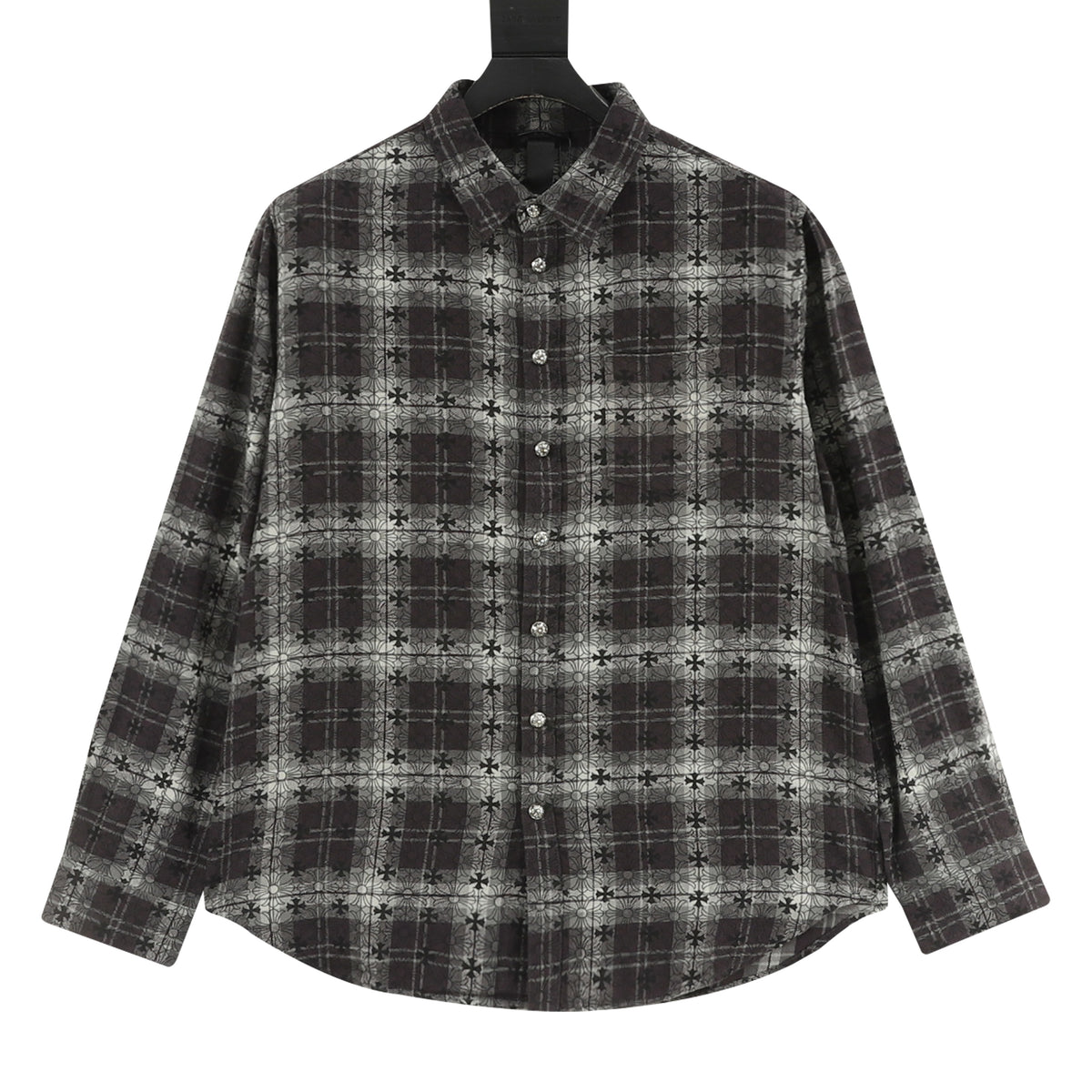Chrome Hearts All-Over Check Cross Long-Sleeve Shirt front view