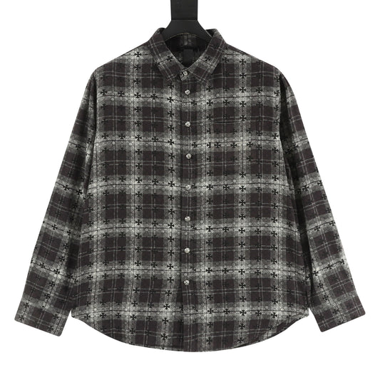 Chrome Hearts All-Over Check Cross Long-Sleeve Shirt front view