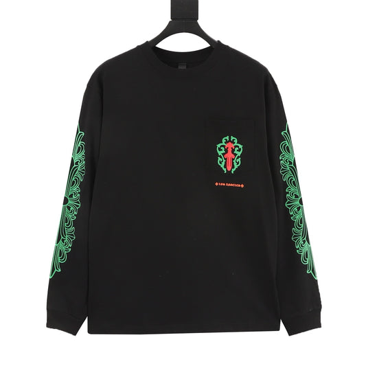 Chrome Hearts Red Dagger Print Long-Sleeve T-Shirt front view