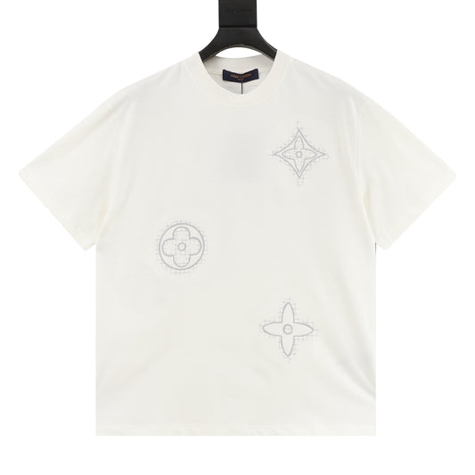 Louis Vuitton Three-Flower Grain Embroidered T-Shirt front view