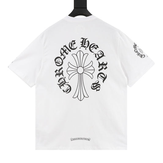 Chrome Hearts Gothic Script Cross Print T-Shirt front view