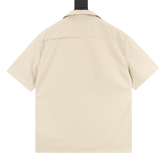 Louis Vuitton Leather-Pocket Silk-Blend Short-Sleeve Shirt - Black back view