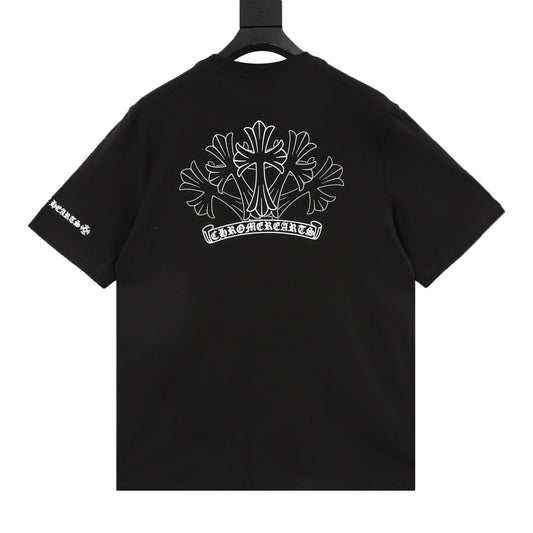 Chrome Hearts Sketch Cross Print T-Shirt front view