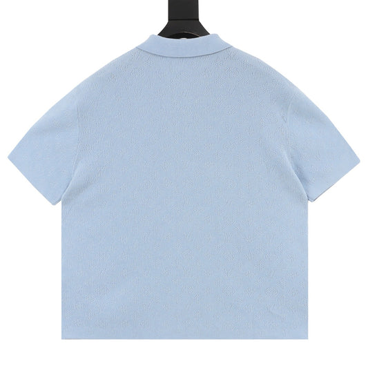 Louis Vuitton All-Over Mesh Short-Sleeve Polo - Black back view