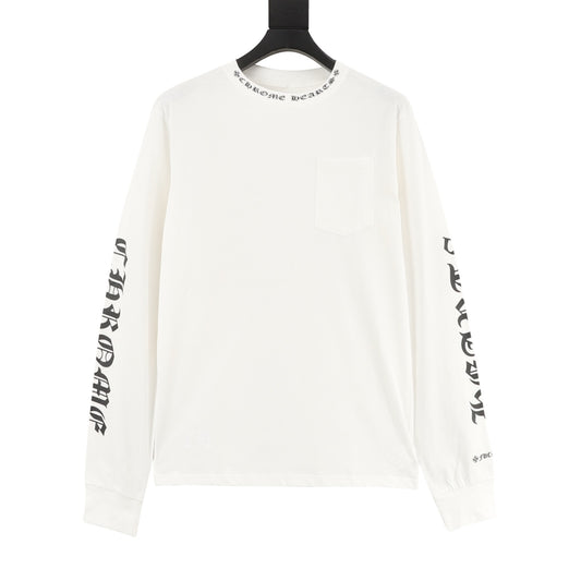 Chrome Hearts Gothic Script Collar Long-Sleeve T-Shirt front view