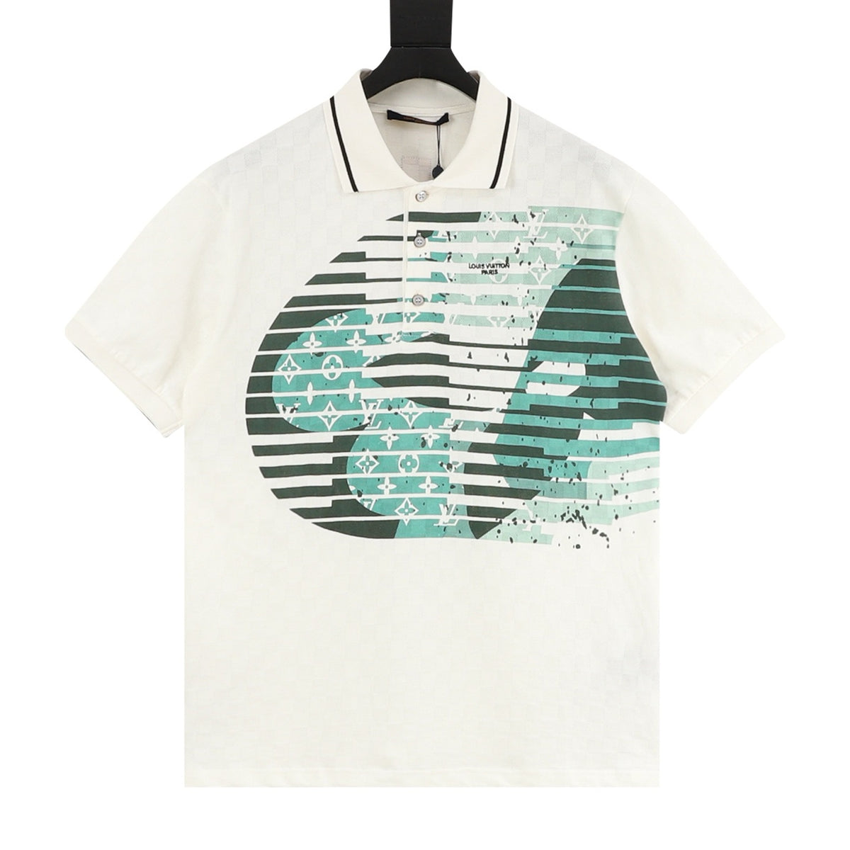 Louis Vuitton Tonal Damier Print Polo Shirt front view