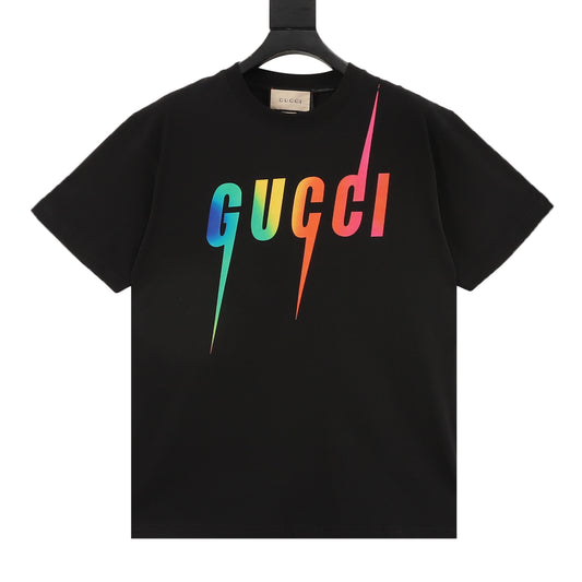 Gucci Gradient Lightning Letter Print T-Shirt front view