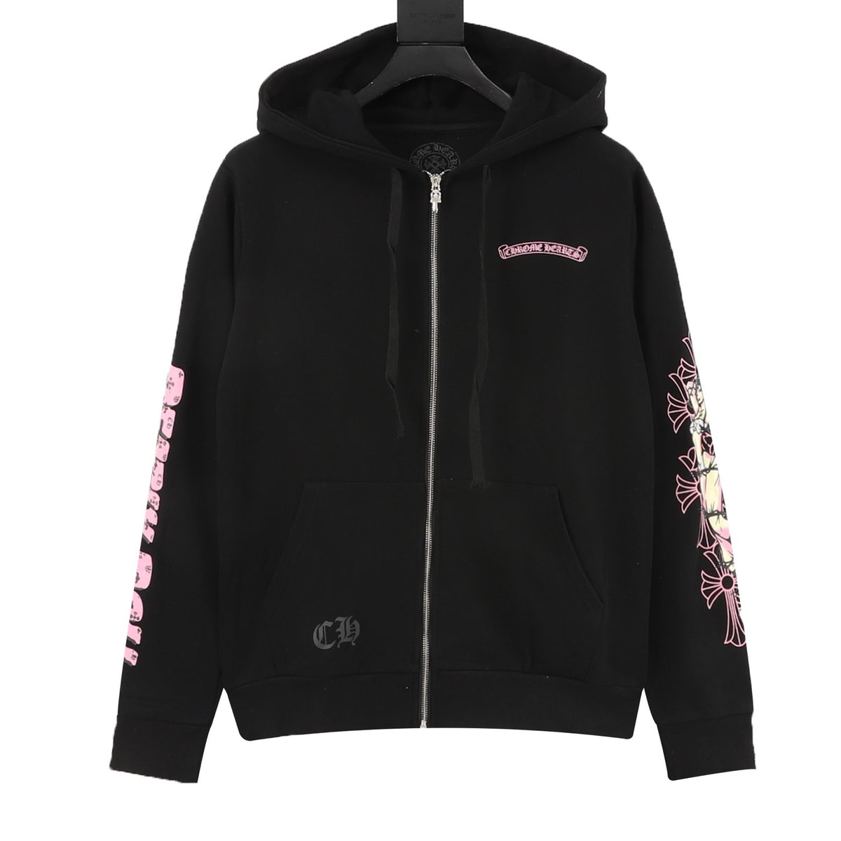 Chrome Hearts Pink Scroll Print Zip Jacket front view
