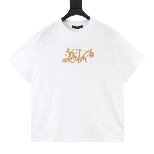 Louis Vuitton Floral Signature Embroidered T-Shirt - Black front view