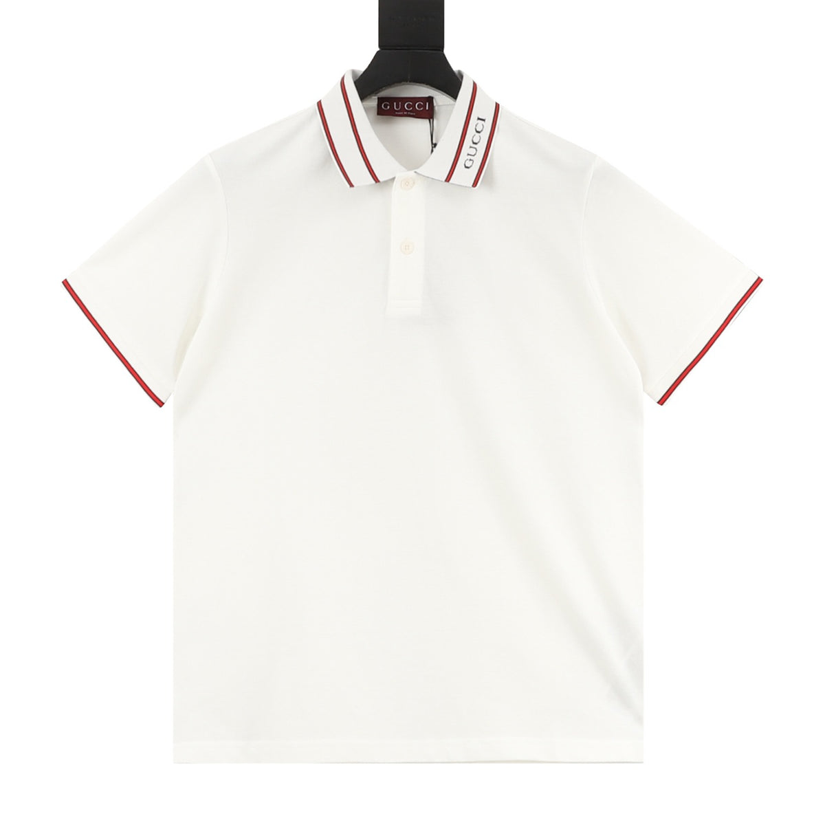 Gucci Jacquard-Collar Letter Polo Shirt front view