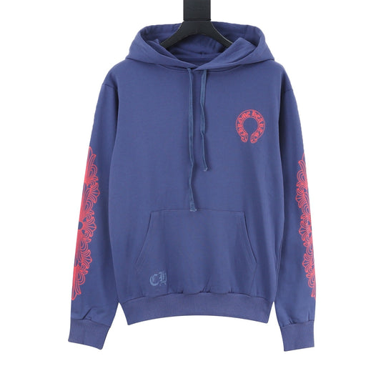 Chrome Hearts Gothic Script Horseshoe Print Hoodie front view