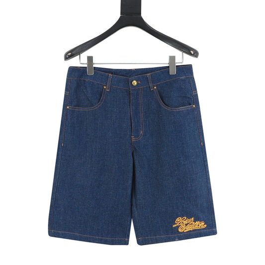 Louis Vuitton Rope Embroidered Denim Shorts front view