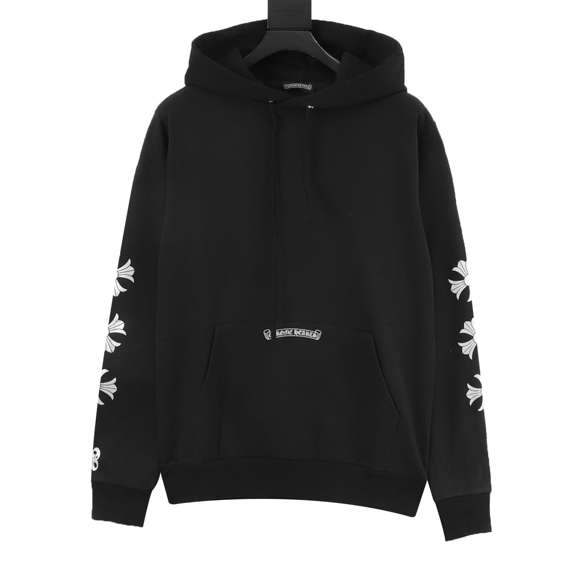 Chrome Hearts Silver Cross Print Hoodie front view