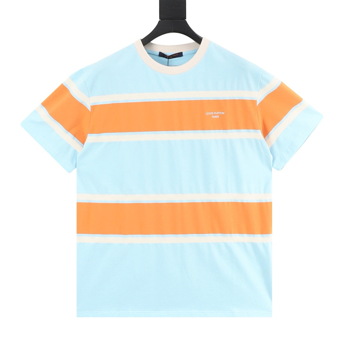 Louis Vuitton Orange-and-Blue Stripe T-Shirt - White front view