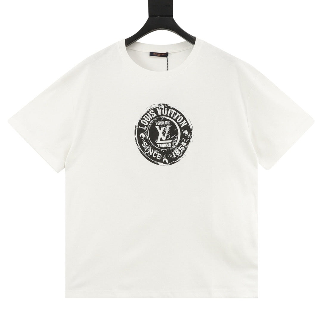 Louis Vuitton Stamp Logo Print T-Shirt front view