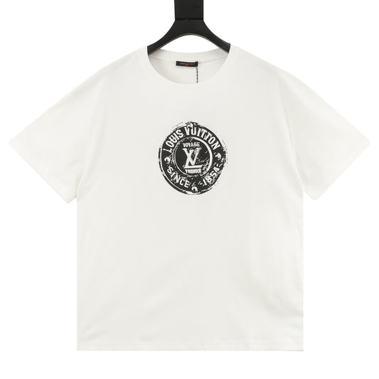 Louis Vuitton Stamp Logo Print T-Shirt front view