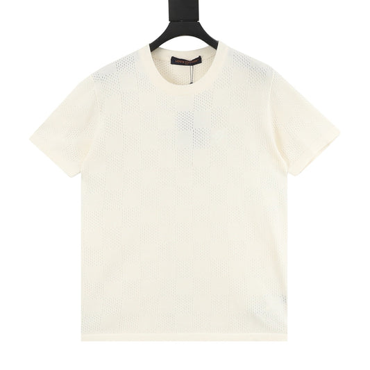 Louis Vuitton Damier Mesh Knit T-Shirt - Ivory front view