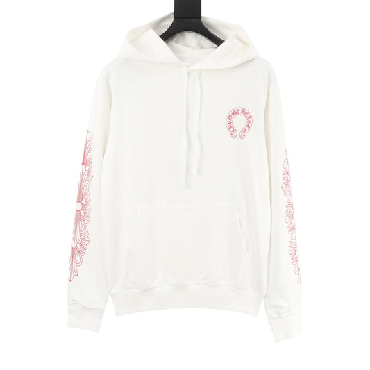 Chrome Hearts Gothic Script Horseshoe Print Hoodie front view