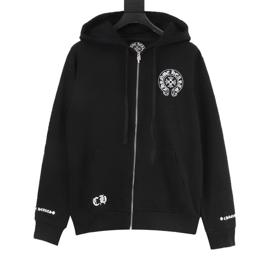 Chrome Hearts Gothic Script Sleeve Zip Jacket front view