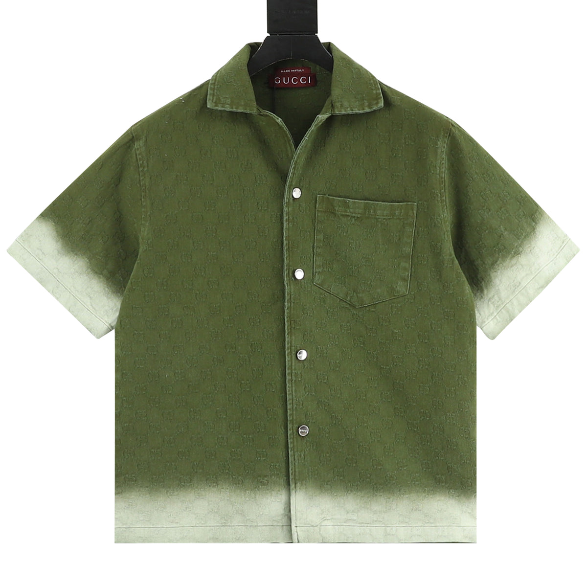 Gucci Gradient Monogram Jacquard Denim Short-Sleeve Jacket front view