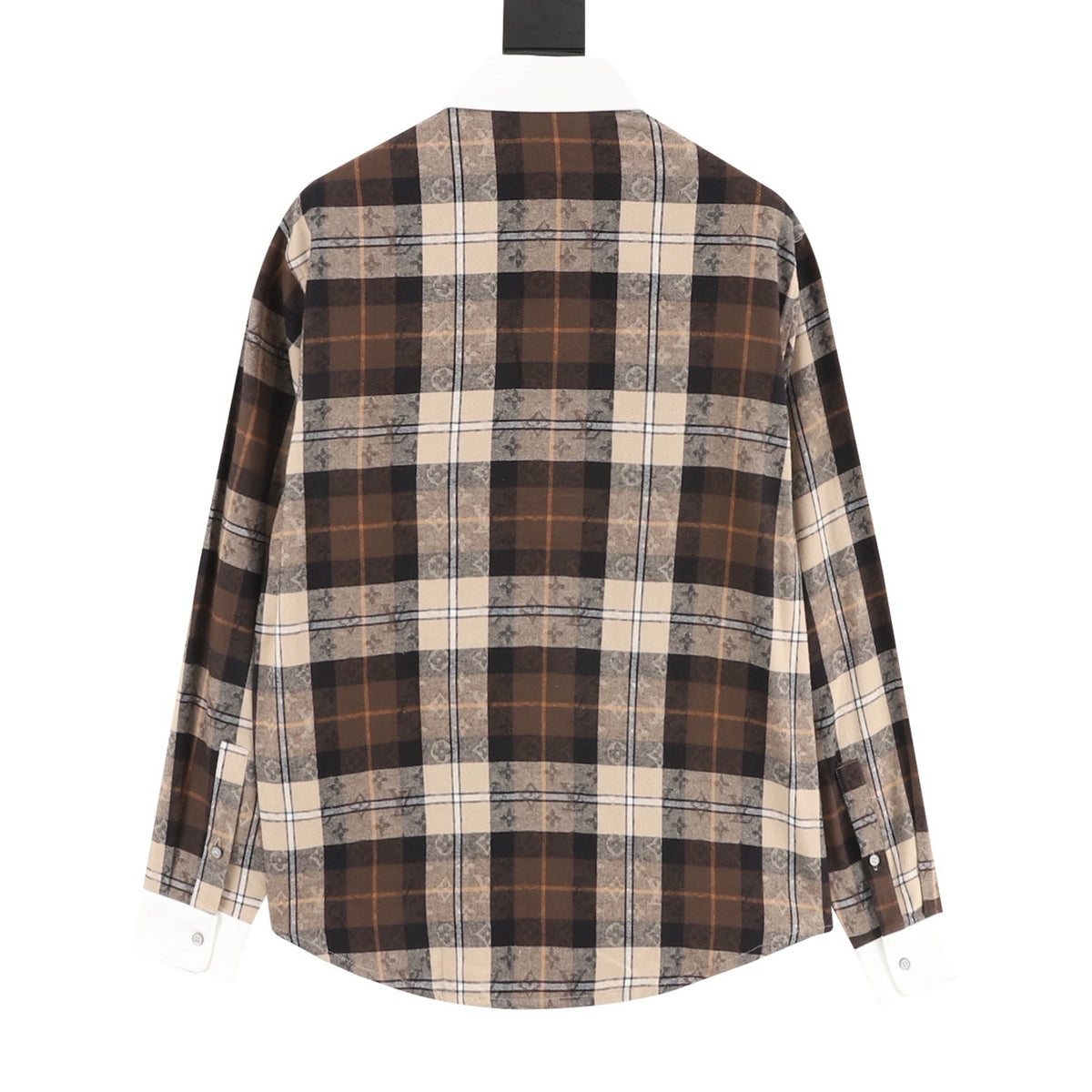 Louis Vuitton Contrast-Collar Flannel Long-Sleeve Shirt - Navy front view