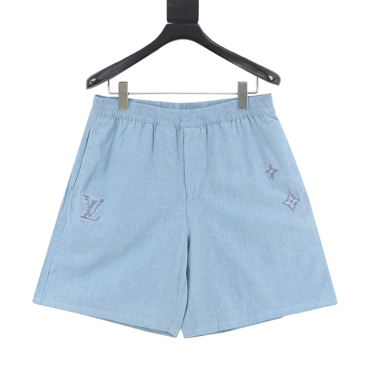 Louis Vuitton Embroidered Denim Shorts - Light Blue front view