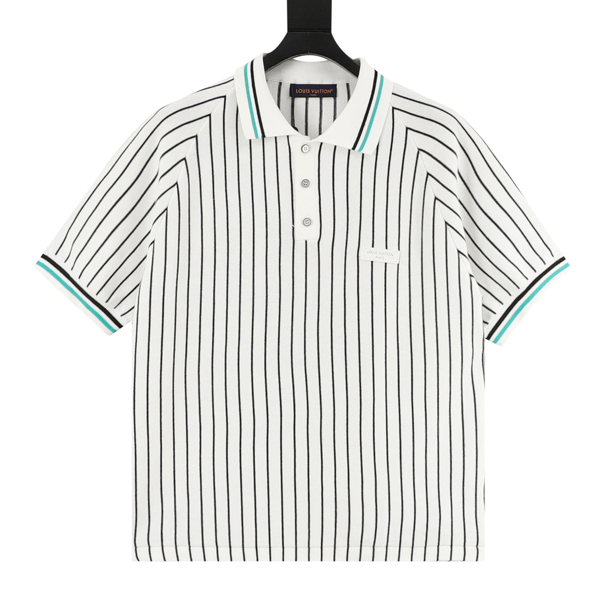 Louis Vuitton Contrast Stripe Knit Polo Shirt front view
