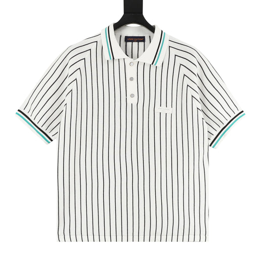 Louis Vuitton Contrast Stripe Knit Polo Shirt front view