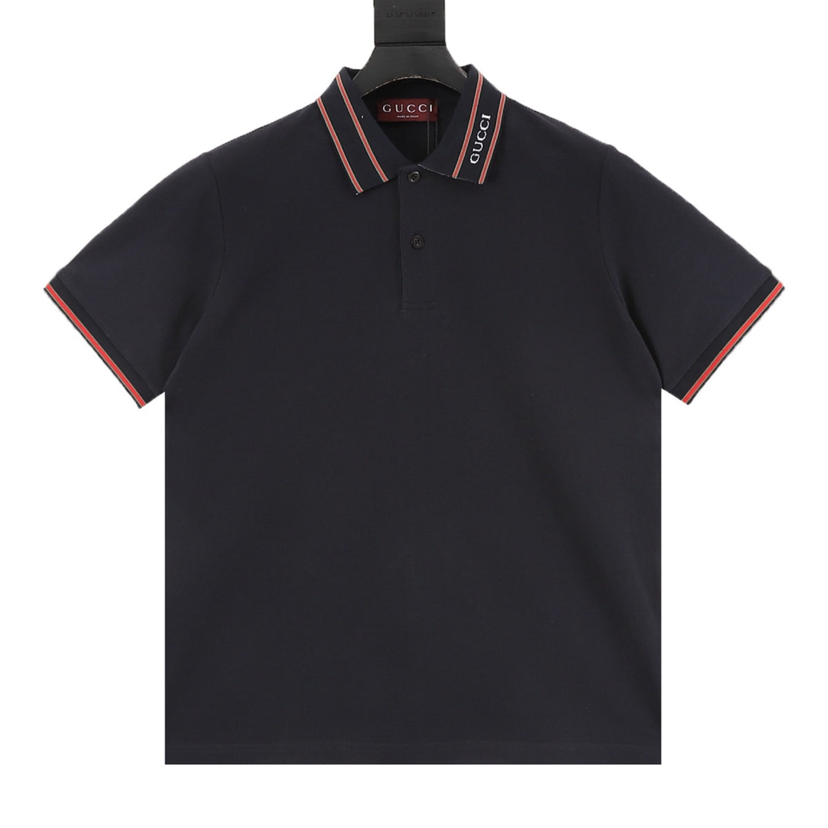 Gucci Jacquard-Collar Letter Polo Shirt front view