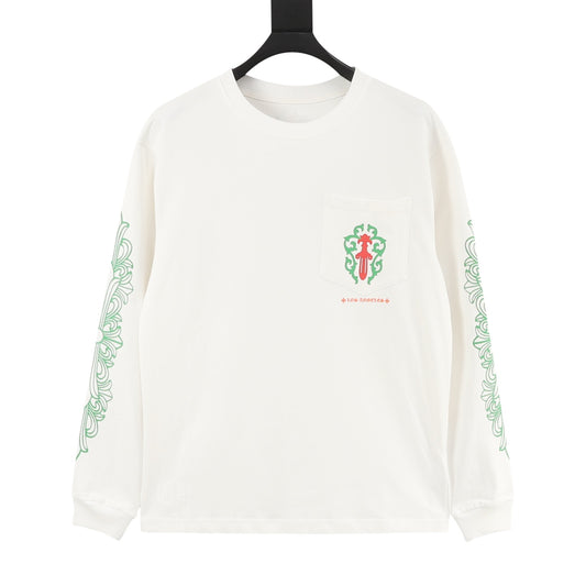 Chrome Hearts Red Dagger Print Long-Sleeve T-Shirt front view