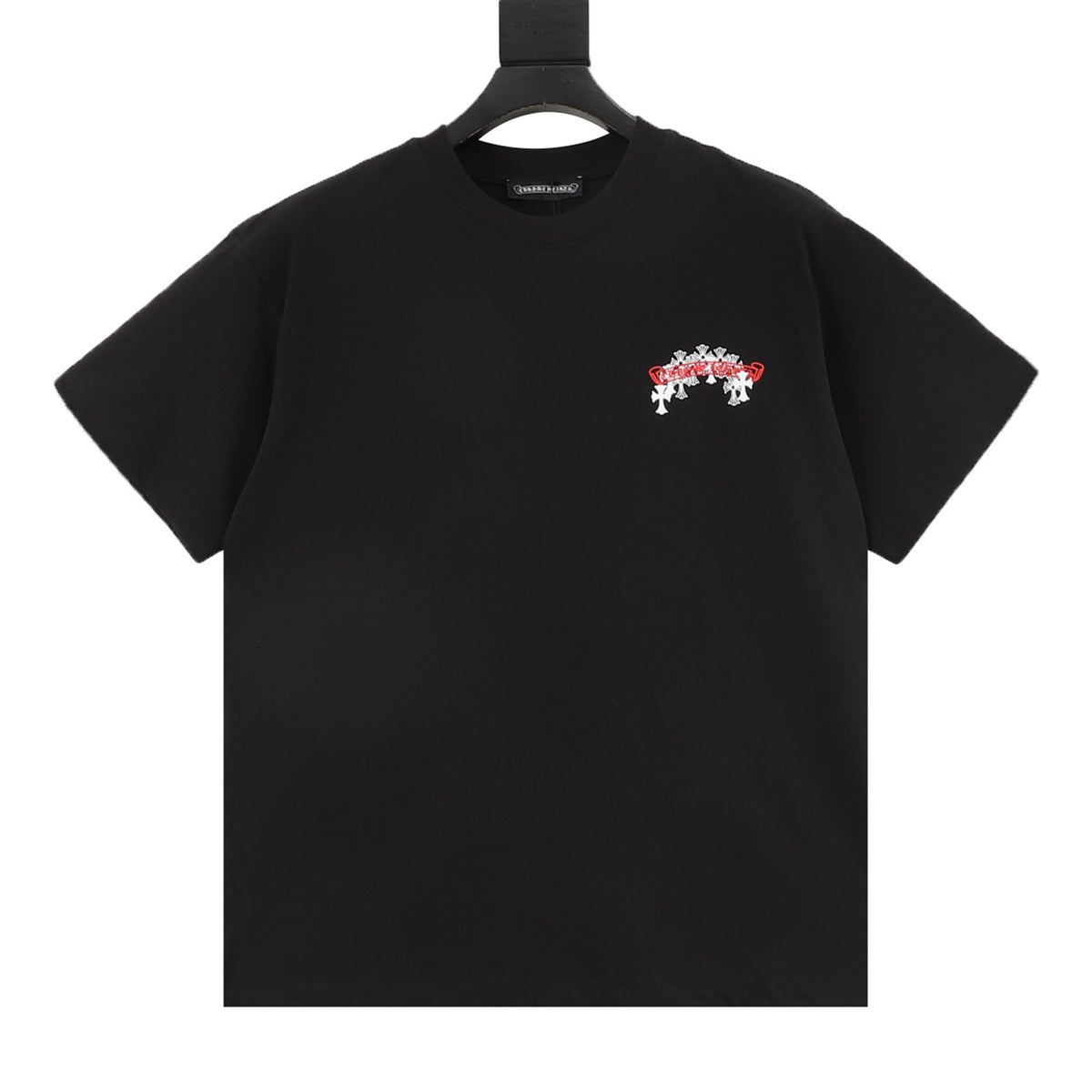 Chrome Hearts Scroll Black-and-White Cross T-Shirt front view
