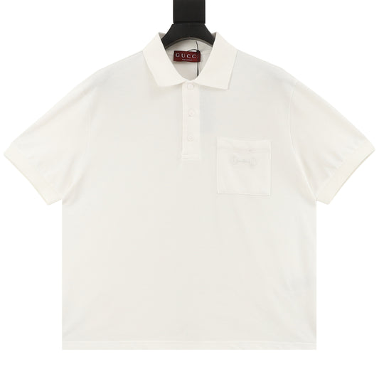 Gucci Horsebit Pocket Embroidered Polo Shirt front view
