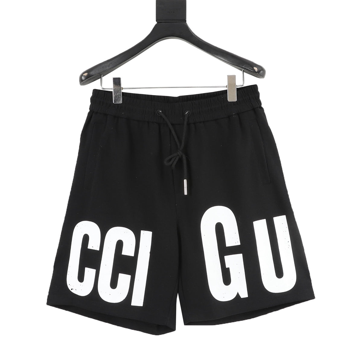 Gucci Oversized Letter Drawstring Shorts front view