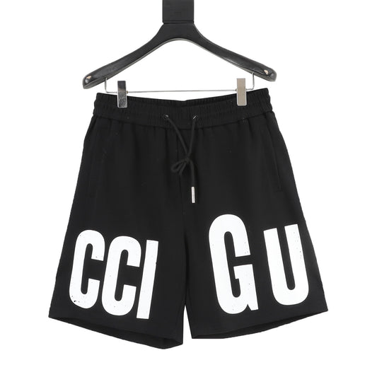Gucci Oversized Letter Drawstring Shorts front view