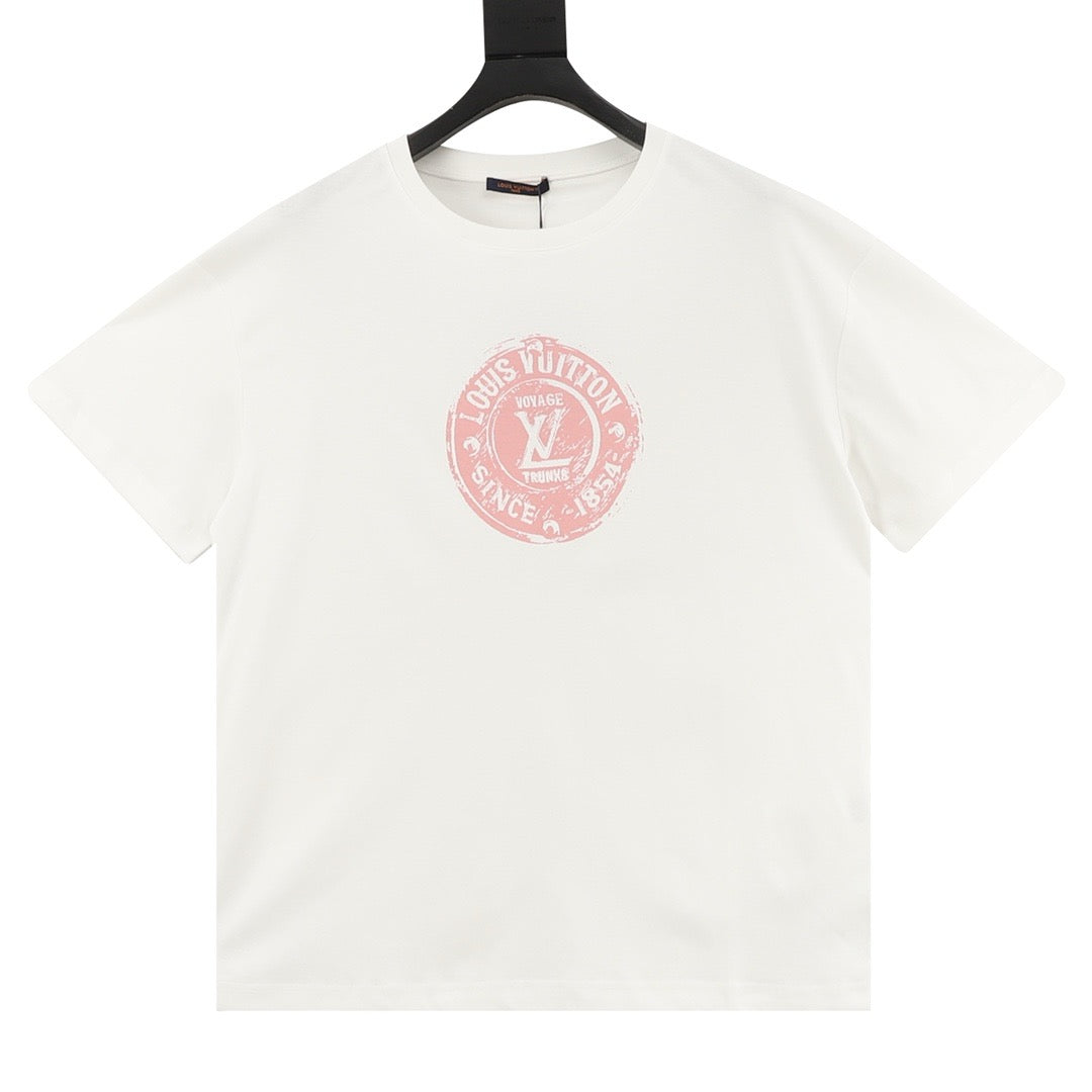 Louis Vuitton Stamp Logo Print T-Shirt front view