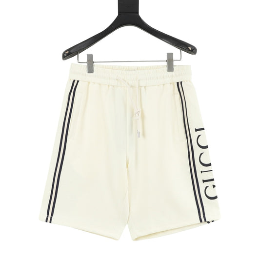 Gucci Side-Stripe Letter Embroidered Sport Shorts front view