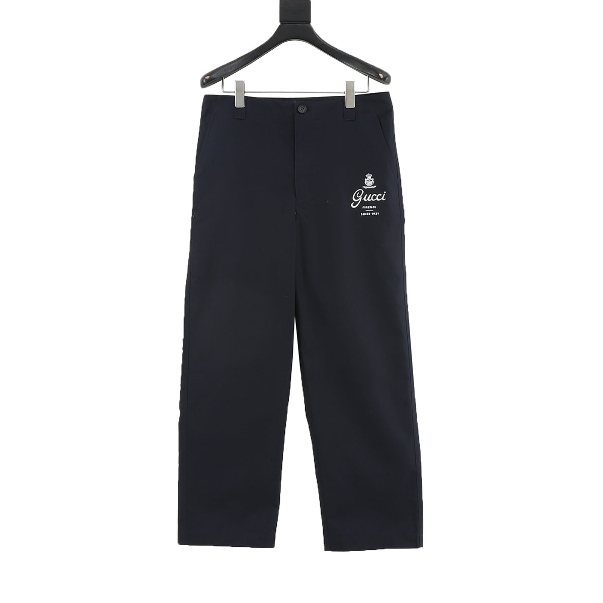 Gucci Letter Print Twill Trousers front view